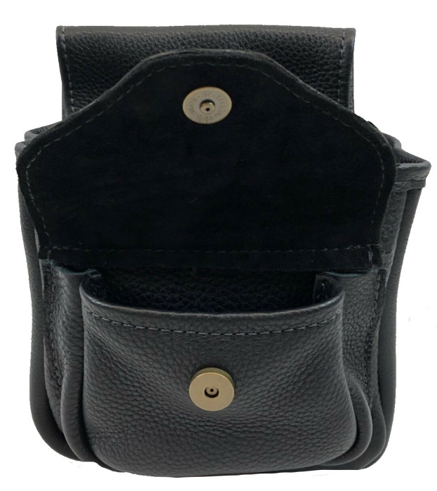 (image for) Black Leather Shotgun Shell Belt Bag Deluxe Pouch